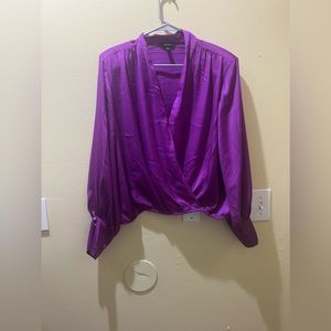 Express Magenta V-neck drape Blouse